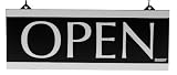 U.S. Stamp & Sign HeadLine Century Series 5x13 Inch Double Sided Open/Closed Sign, Black and Silver, 4246