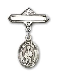 Sterling Silver Baby Badge with Our Lady of Hope Charm and Polished Badge Pin