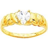 14K Gold Cubic Zirconia April Birthstone Right Hand Ring