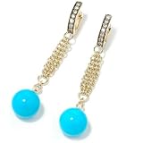 14K Gold Turquoise & Chocolate / White Diamond Earrings
