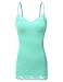 Doublju Womens Spaghetti line Sleeveless inner Lace detailed Simple Solid top