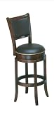 Soft Leather Swivel Bar Stool with Leather Backrest in Espresso Finish