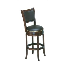 Click here to buy Soft Leather Swivel Bar Stool with Leather Backrest in Espresso Finish by AtHomeMart.
