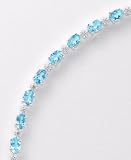 Sterling Silver Blue Topaz & Diamond Bracelet