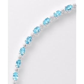 Sterling Silver Blue Topaz and Diamond Bracelet by Macy's