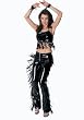 Vinyl Pants With Zipper Front & Fringe Side -Black/Medium by Leg avenue