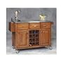 Linon Cherry Kitchen Work Island with Stainless Top 55x21x34-in.