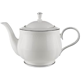 Lenox Hannah Platinum Bone China Teapot by Lenox