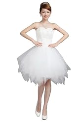 Strapless Lace Bubble Dress Organza Evening Dress/Wedding Dress 