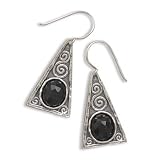Black Onyx Oxidized Sterling Silver Earrings on French Wire 