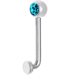 14 Gauge 5mm Zircon Blue Gem Vertical Hood Piercing -1/2" 2mm Rise