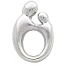 14K White Gold Mother & Child Large Solid Pendant