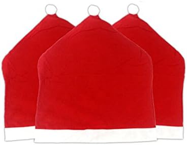 Miraclears 3Pcs Christmas Chair Back Covers Christmas Dinner Table Party Decor Santa Clause Red Hat Xmas Party Decor