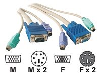 Dexlan - Rallonge clavier / vid�o / souris (KVM) - PS/2 6 broches, HD-15 (M) - PS/2 6 broches, HD-15 (F) - 3 m