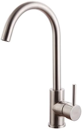 EcBy Tech [Stainless Steel Series] Lead-Free Brushed Nickel Kitchen Sink Faucet, Hot and Cold Mixer with ABS Bubbler for Kitchen