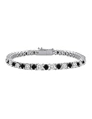 Black and White Diamond Prong-Set Tennis Bracelet 14K White Gold 5.00 CT Diamonds