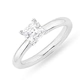 0.50 Carats Diamond Engagement Ring 14k White Gold Princess Cut Solitare SALE