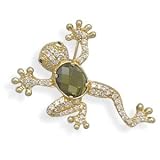 14 Karat Gold Plated CZ Frog Pin