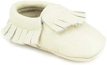 Kids Child Unisex Baby Boy Girl Pre-Walker Leather Moccasin Slip-on Shoes, Off-White 0-6M