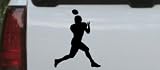 Football Player Sports Car Window Wall Laptop Decal Sticker -- Black 7.5in X 6in