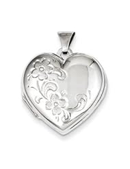 Genuine IceCarats Designer Jewelry Gift Sterling Silver Floral Heart Locket