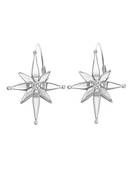 14K White Gold 0.08ct Guiding Star Bezel Set Diamond Stud Post Back Earrings