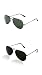 SHEOMY COMBO OF STYLISH BLACK AVIATOR AND BLACK GREEN AVIATOR SUNGLASSES WITH 2 BOX RS.299.00