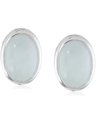 Sterling Silver Green Jade Oval Earrings