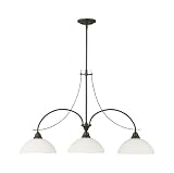 Murray Feiss F1886/3ORB Boulevard Three-Light Billiard Chandelier, Oil Rubbed Bronze with White Opal Etched Glass Shades