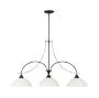 Murray Feiss F1886/3ORB Boulevard Three-Light Billiard Chandelier, Oil Rubbed Bronze with White Opal Etched Glass Shades