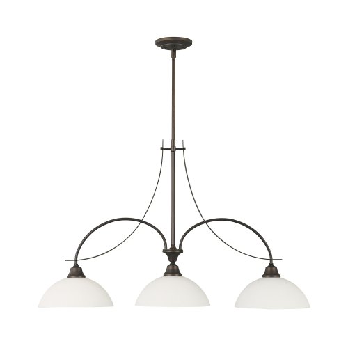 Murray Feiss F1886/3ORB Boulevard Three-Light Billiard Chandelier, Oil Rubbed Bronze with White Opal Etched Glass Shades