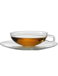 Jenaer Glas Wagenfeld Collection Tea Cup with Matching Saucer, Set of 2