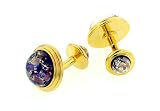 Gold plated Art glass double ended cufflinks Jefferson Amethyst