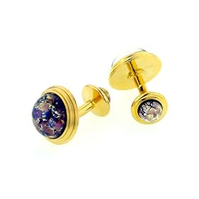 Gold plated Art glass double ended cufflinks
