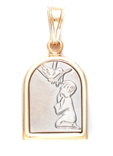 14k Yellow And White Gold My First Communion Boy Pendant