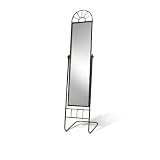 Black Metal Sunburst Cheval Style Standing Bedroom Mirror