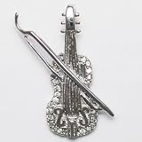 Buy 925 Sterling Silver Violin Pendants with inlaid Clear CZ by Toltec Trading Company