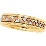 14K Yellow Gold Tri Color Hand Woven Band