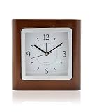 Mahogany Finish Wooden Square Desktop Clock