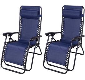 Outsunny Zero Gravity Recliner Lounge Patio Pool Chair - 2 PACK - Blue On Sale