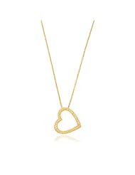 14K Yellow Gold Sparkle Texture Single Heart Necklace