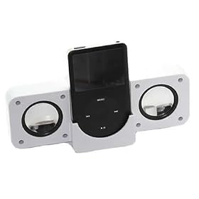 iTalkonline Portable Stereo Speakers For iPod 3G, iPod 4G, iPod Classic, iPod Color, iPod Mini, iPod Nano, iPod Nano 2G, iPod Nano 3G, iPod Nano 4G, iPod Photo, iPod Touch, iPod Touch 2G, iPod Video - White