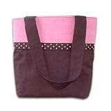 Hottie Tottie Solid Pink & Brown with Dots Diaper Bag with Ribbon