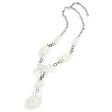 Barse White Jade Disc Centerpiece Sterling Necklace