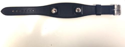 16MM BLACK WIDE STITCHED CUFF WATCH BAND BRACELET FITS FOSSIL & OTHERS