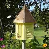Heartwood 096A Flutterbye House and Pole in Yellow with Solid Copper Roof - 096A