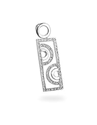 Alexander James White Gold Rhodium Bonded Geometric Pendant with Prong Set Round Cut Cubic Zirconia in Silvertone Chain Included
