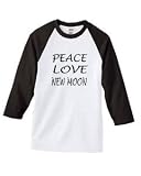 PEACE LOVE NEW MOON on Adult & Youth Cotton Baseball Jersey (in 8 colors)