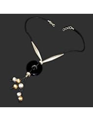 925 Sterling Silver Threads Womens Necklace Gold Plated Beads Handmade Black Onyx Gemstone Jewelry