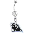 NFL Logo SILVER Single GEM Belly Ring - Carolina Panthers